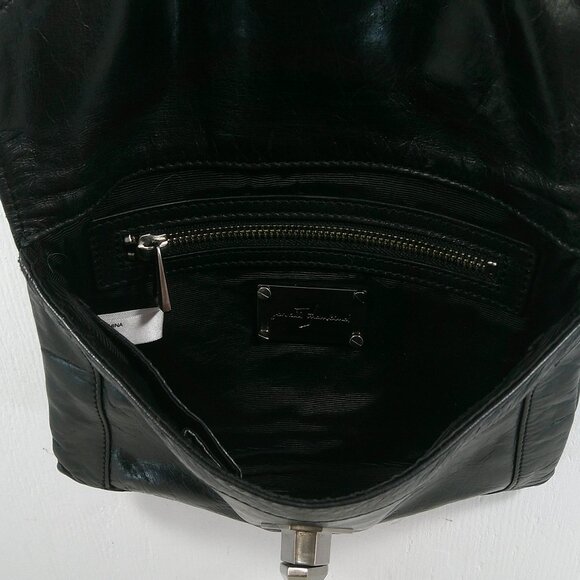 7 For All Mankind Y2k Vintage Black leather clutch Bag Pocket Book Purse - Picture 6 of 10